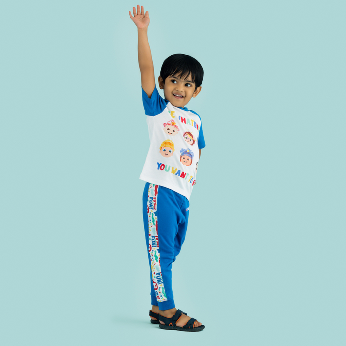 Cocomelon joggers and tshirts for boys