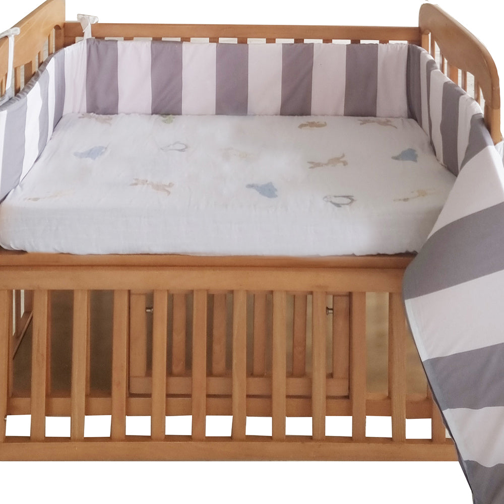Grey Half Crib Bumper with Removable Outer Cover