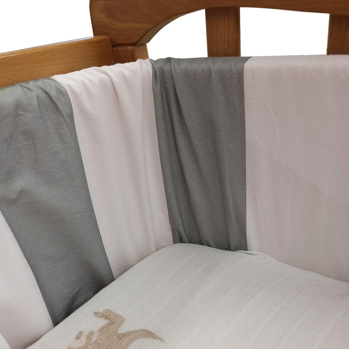 Organic cotton crib bumper set in grey colour