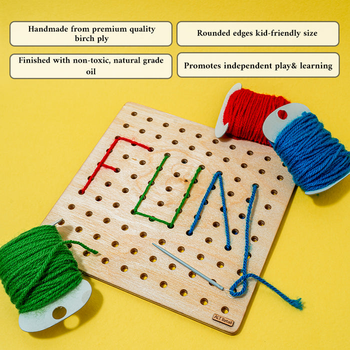 Wooden lacing board for kids