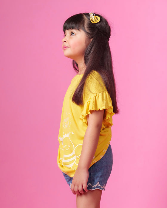Frilly sleeved, Bamboo tshirt for girls 