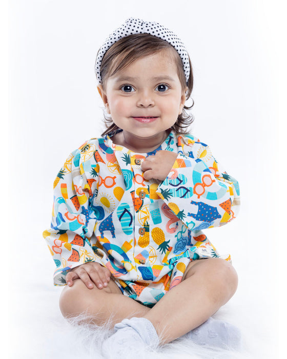 Unisex baby clothes online. Summer Aloha baby onesie.
