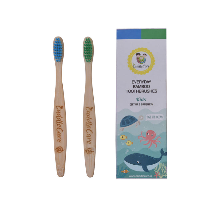 Bamboo Toothbrushes - Green & Blue | 1 - 12Y | Pack of 2