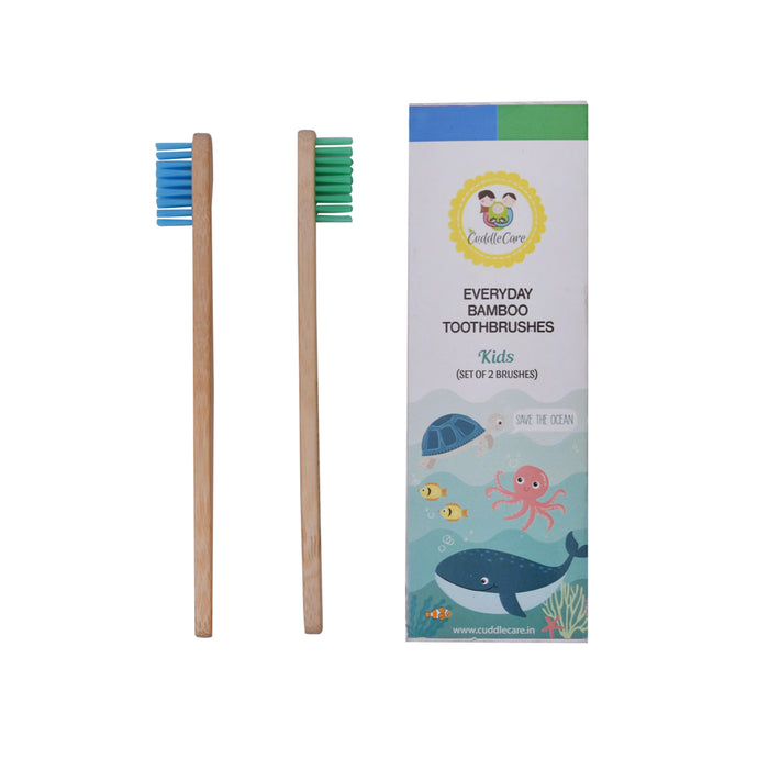 Bamboo Toothbrushes - Green & Blue | 1 - 12Y | Pack of 2