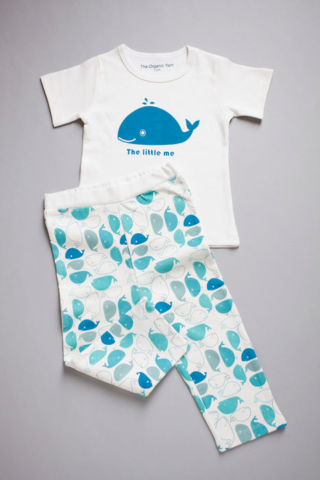 Organic Cotton Tshirt & Pants Set for Kids - Blue Whale