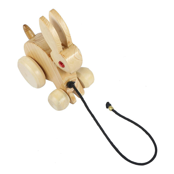 Wooden bunny pull-along toy for kids