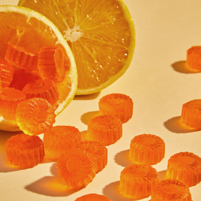 Orange real fruit, vegan gummies for kids