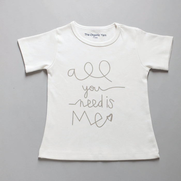 Organic Cotton Tshirt & Pants Set for Kids -White on Print