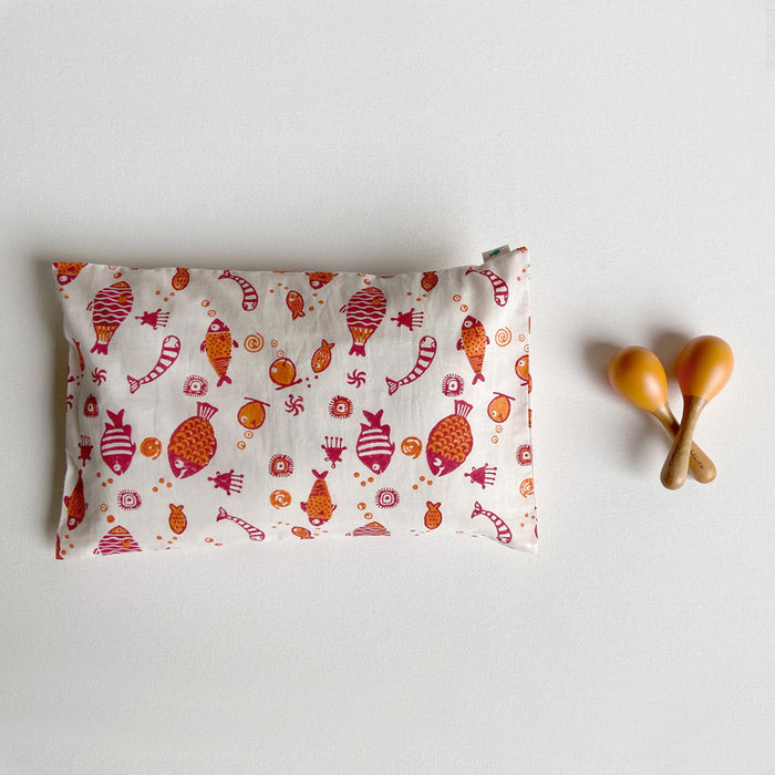 Organic Fish Print Kapok Pillow + Maracas