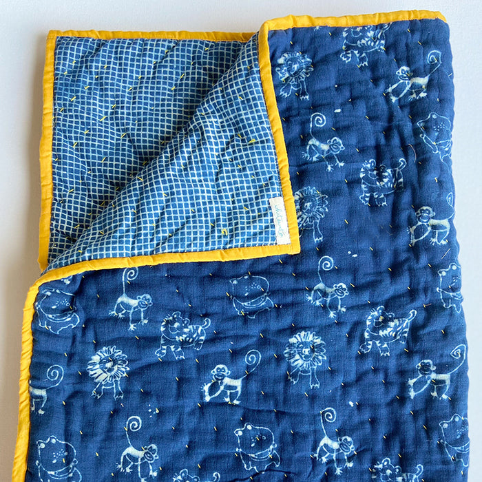 Organic Cotton Quilt with Zoo Prints