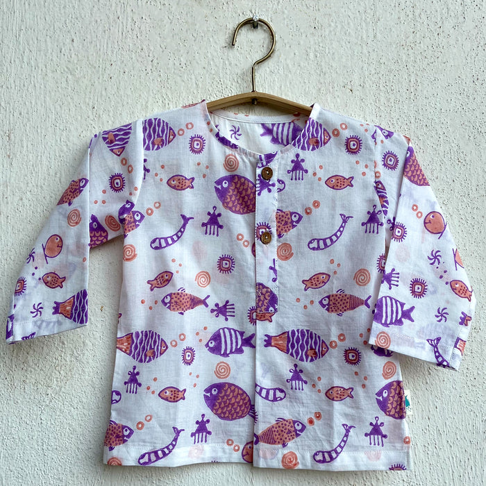 Organic Cotton Koi Printed Kurta Pant Set for Kids