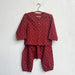 Red Raidana Print Kurta & Pants Set for Babies