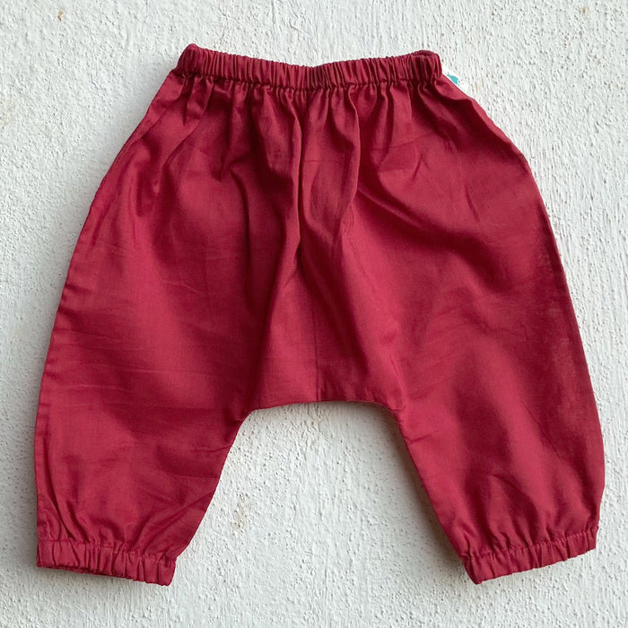 Organic Cotton Koi Print Peach Jabla with Red Pants