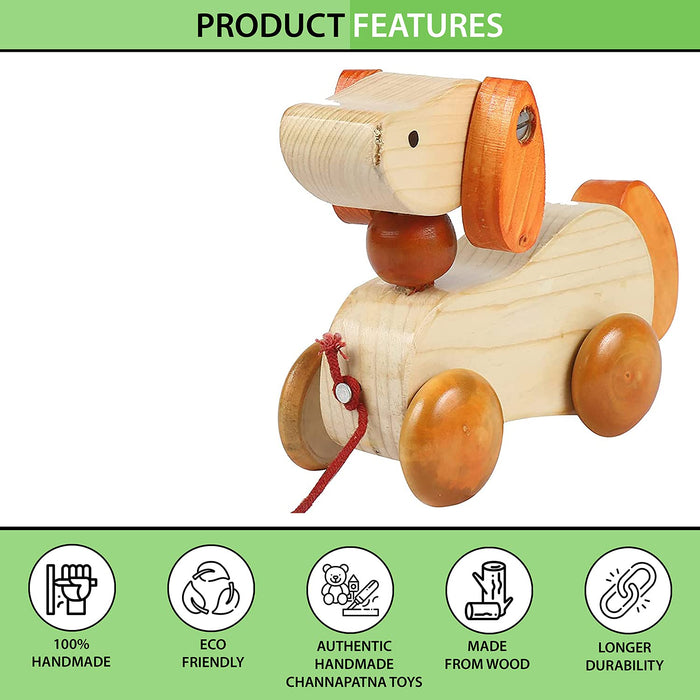 Wooden pull along toy. Puppy pull along toy. 